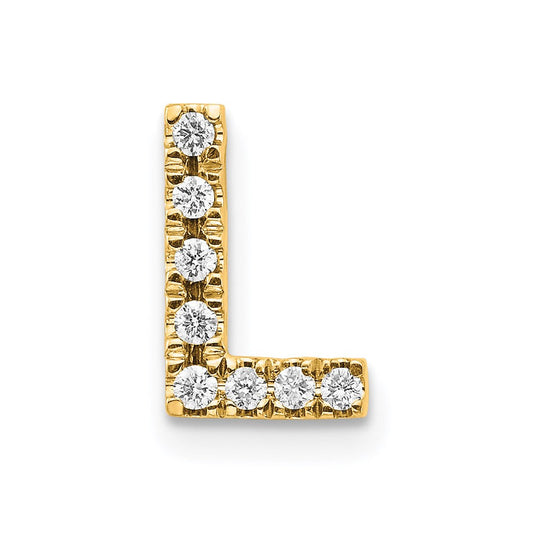 14k yellow gold real diamond initial l charm xp857l