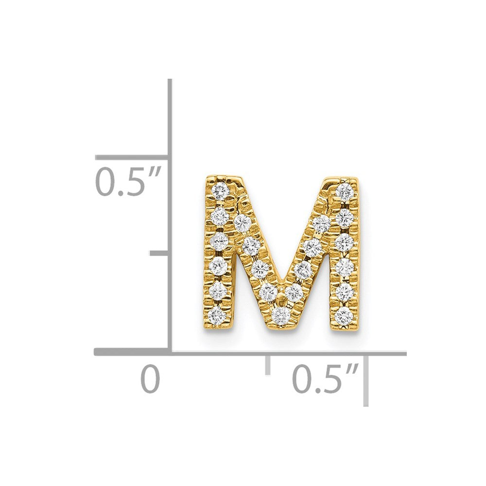 14k Diamond Initial M Charm