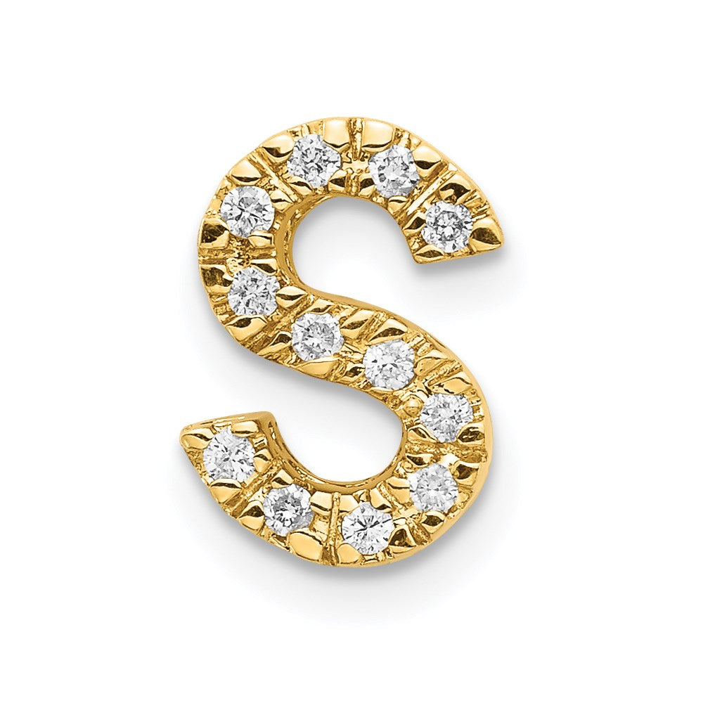 14k yellow gold real diamond initial s charm xp857s