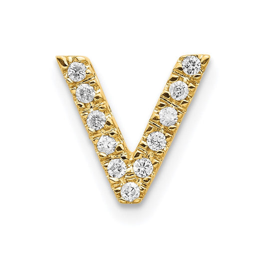 14k yellow gold real diamond initial v charm xp857v