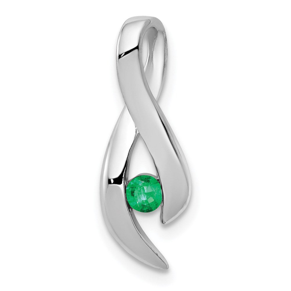 14k white gold 3mm emerald pendant xp951e