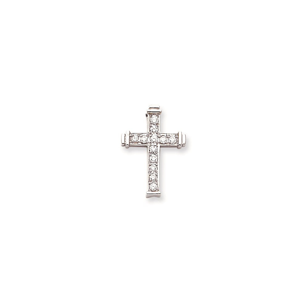 14k white gold aa real diamond cross pendant xp95waa