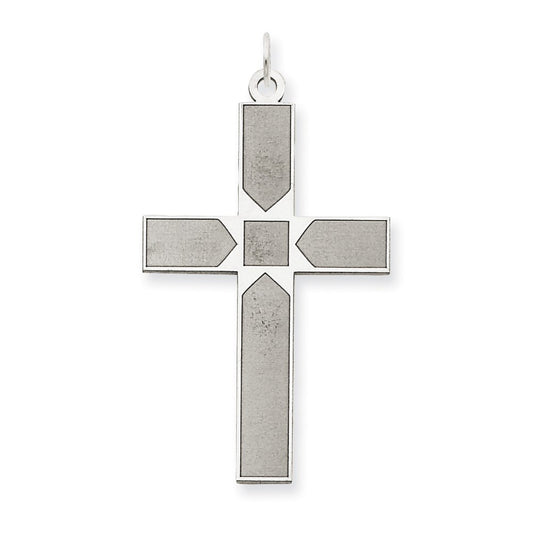 14k White Gold Laser Designed Cross Pendant