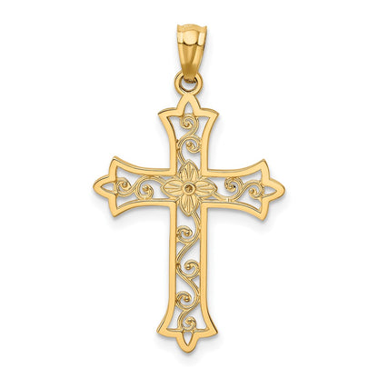 14k Yellow Gold Diamond Cross Pendant