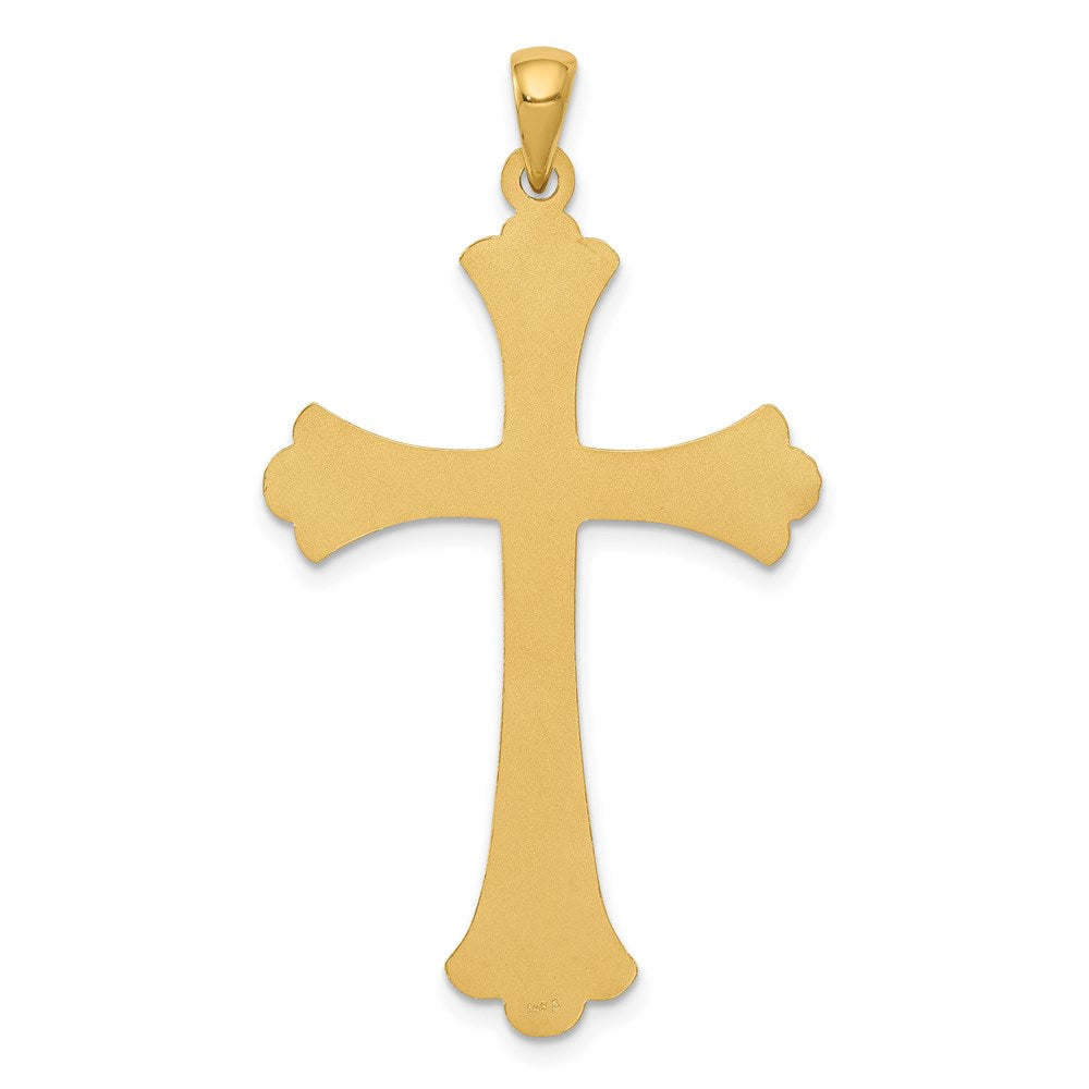 14k Yellow Gold Fleur De Lis Cross Pendant