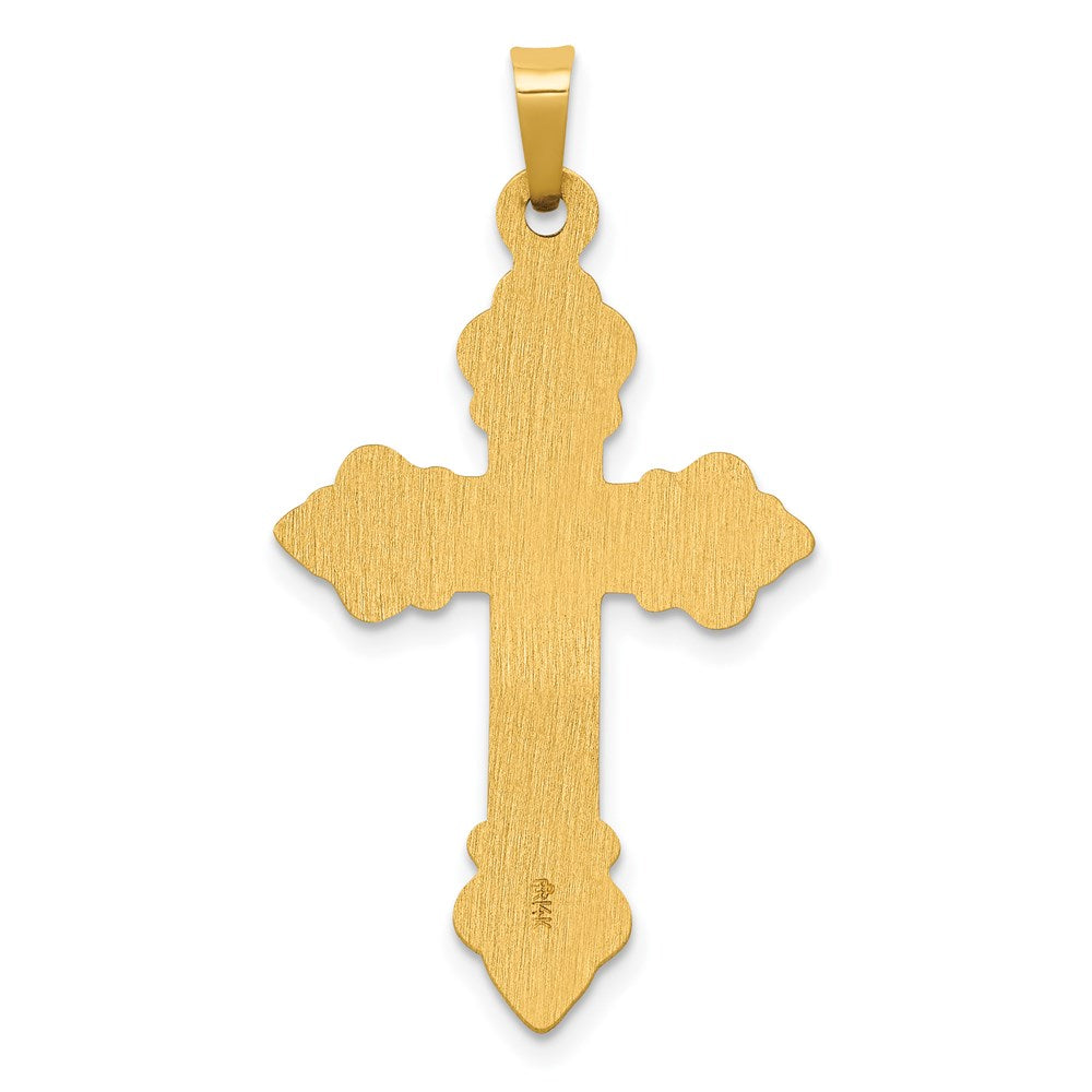 14k Yellow Gold Polished Cross Budded Pendant