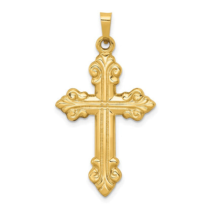 14k Yellow Gold Polished Cross Budded Pendant