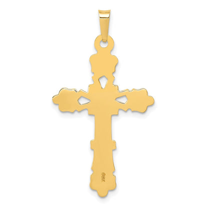 14k Yellow Gold Polished Budded Cross Pendant