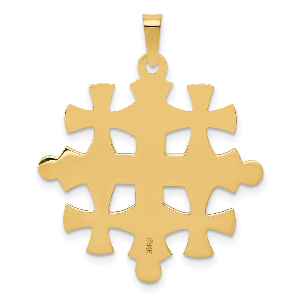 14k Yellow Gold Polished Jerusalem Cross Pendant