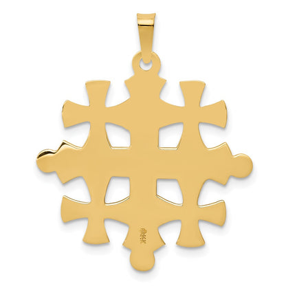 14k Yellow Gold Polished Jerusalem Cross Pendant
