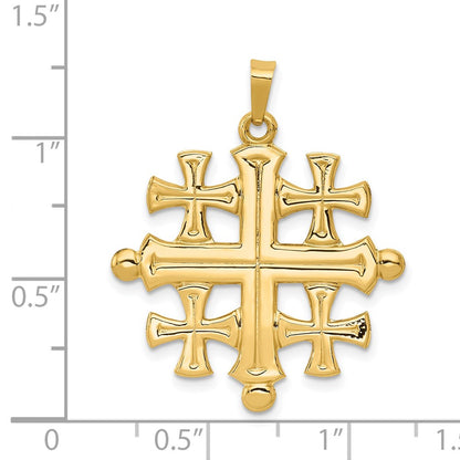 14k Yellow Gold Polished Jerusalem Cross Pendant