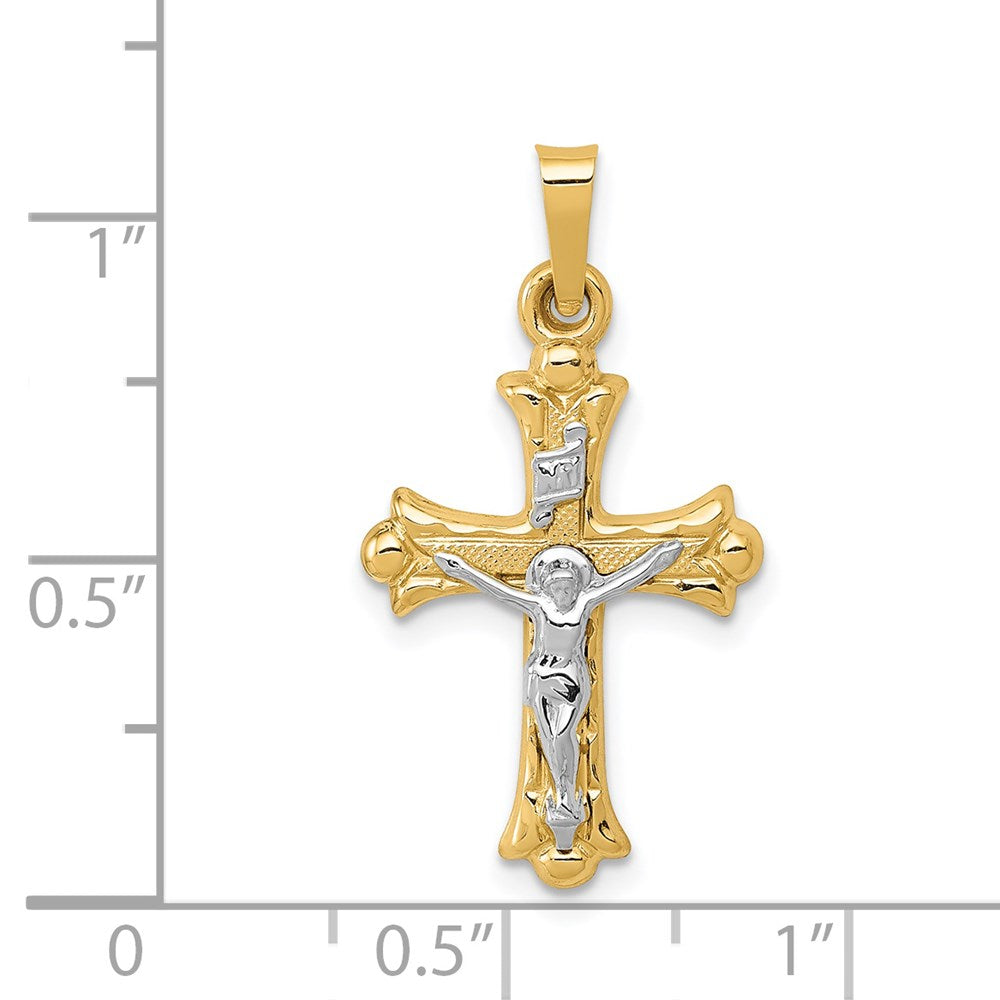 14k Two-tone Gold Two-tone Gold Polished INRI Crucifix Cross Pendant