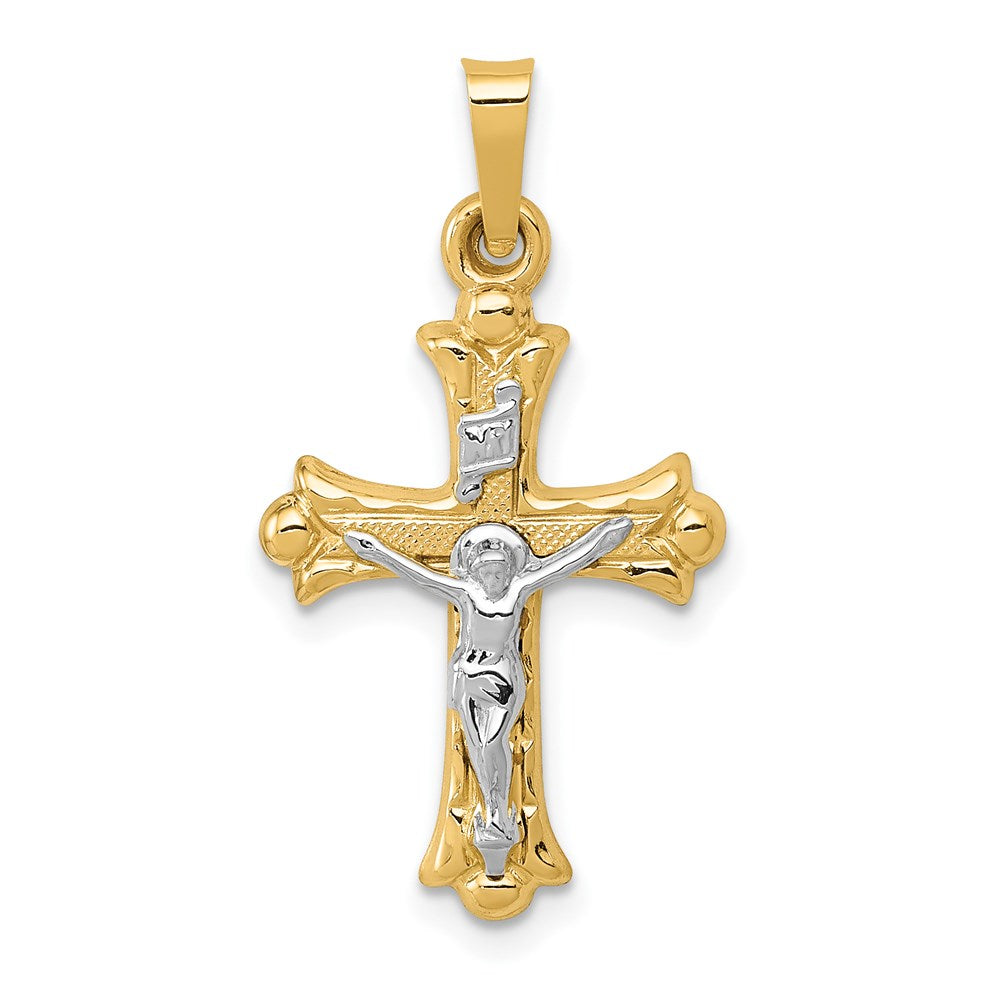 14k Two-tone Gold Two-tone Gold Polished INRI Crucifix Cross Pendant
