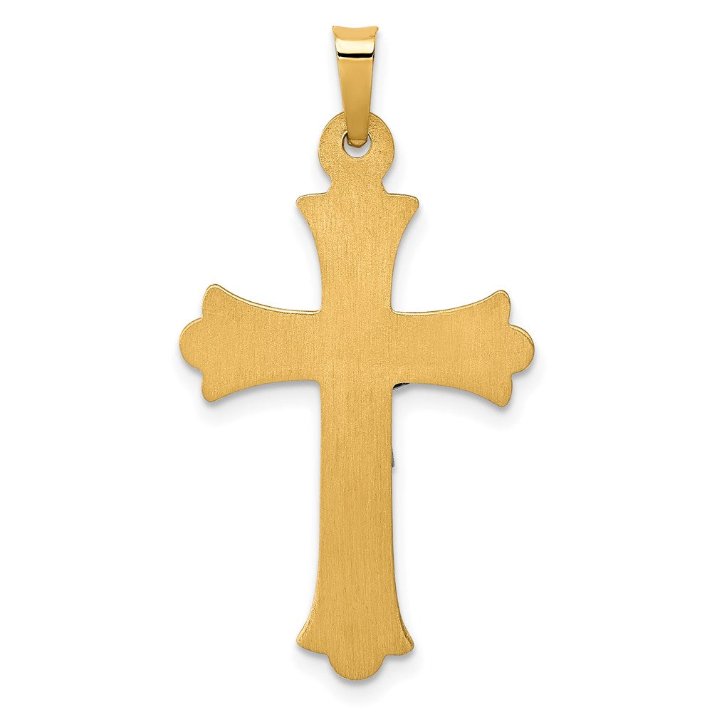 14k Two-tone Gold Two-tone Gold Textured and Polished INRI Crucifix Cross Pendant