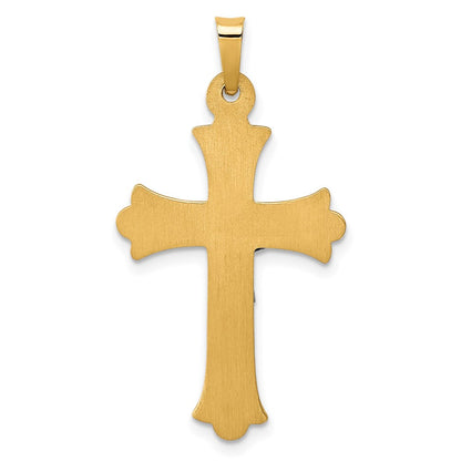 14k Two-tone Gold Two-tone Gold Textured and Polished INRI Crucifix Cross Pendant