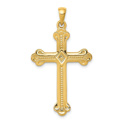 14k Yellow Gold Budded Cross Pendant
