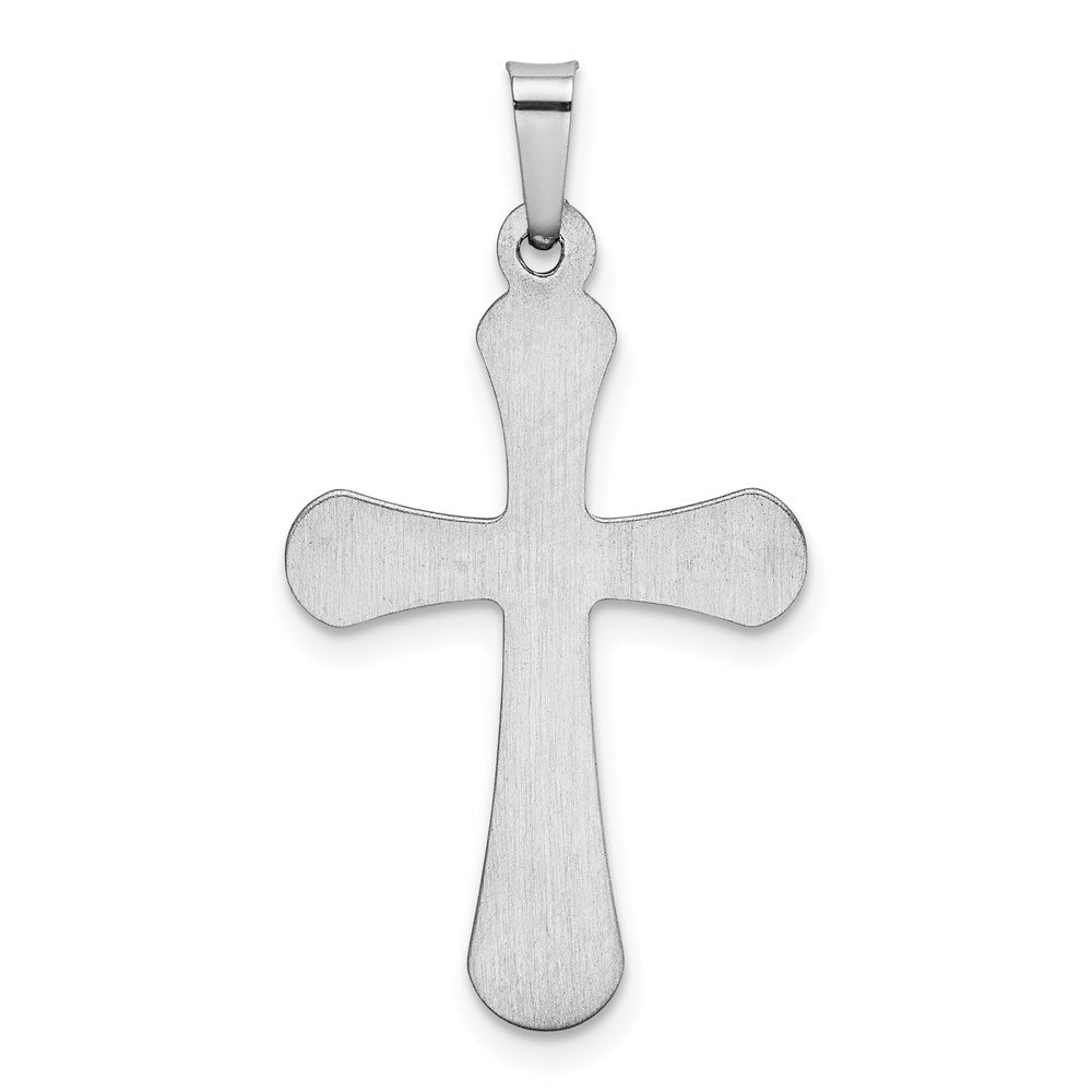 14k White Gold Polished Rounded Cross Pendant