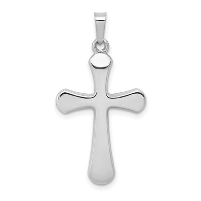 14k White Gold Polished Rounded Cross Pendant