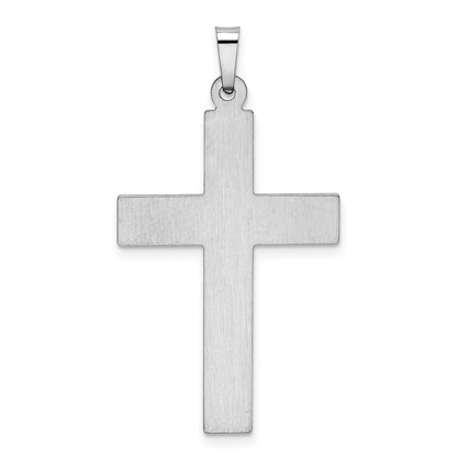 14k White Gold Polished and Satin w/Dots Cross Pendant