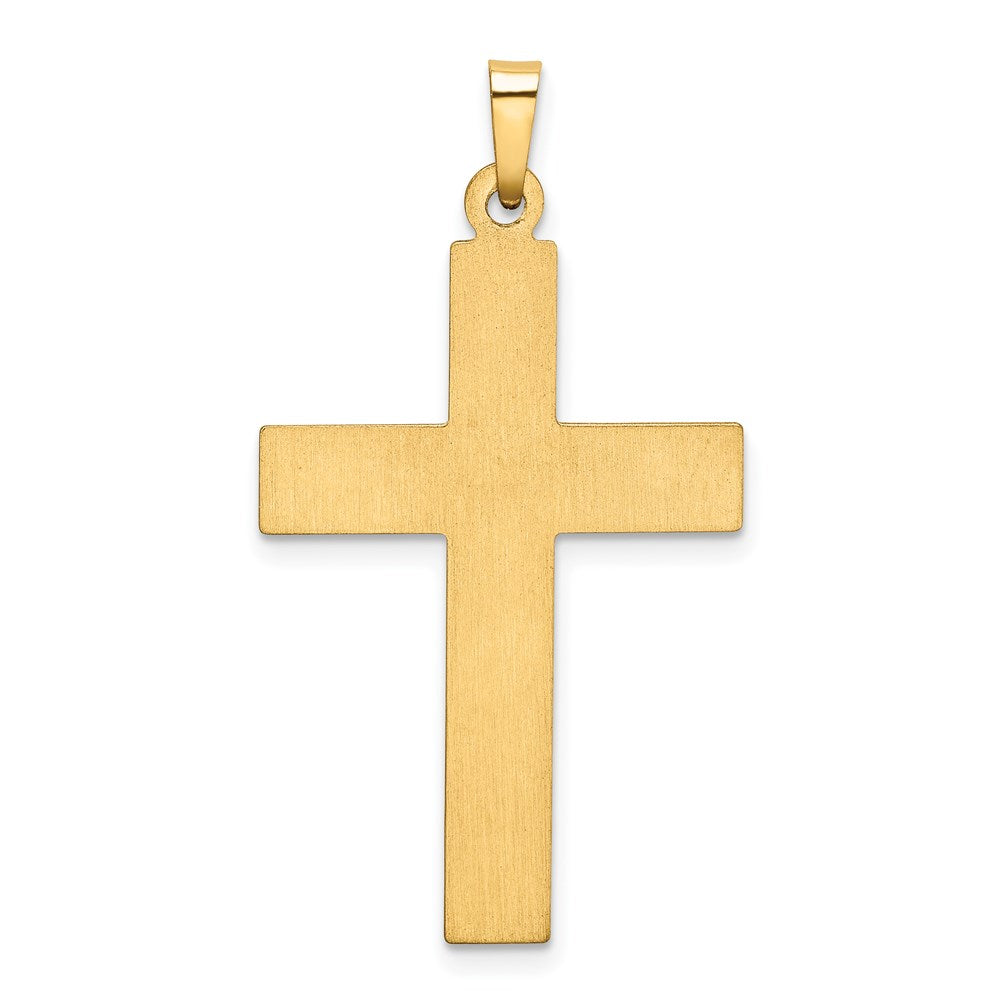 14k Yellow u0026 Rhodium Gold W/Rhodium Polished and Satin Cross Pendant