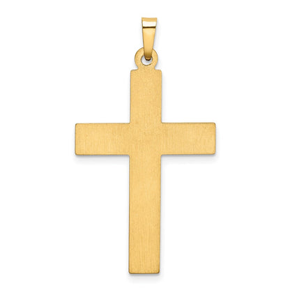 14k Yellow u0026 Rhodium Gold W/Rhodium Polished and Satin Cross Pendant