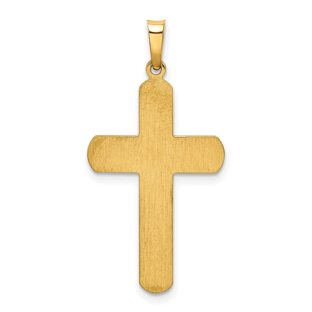 14k Yellow Gold Polished and Textured Cross Pendant