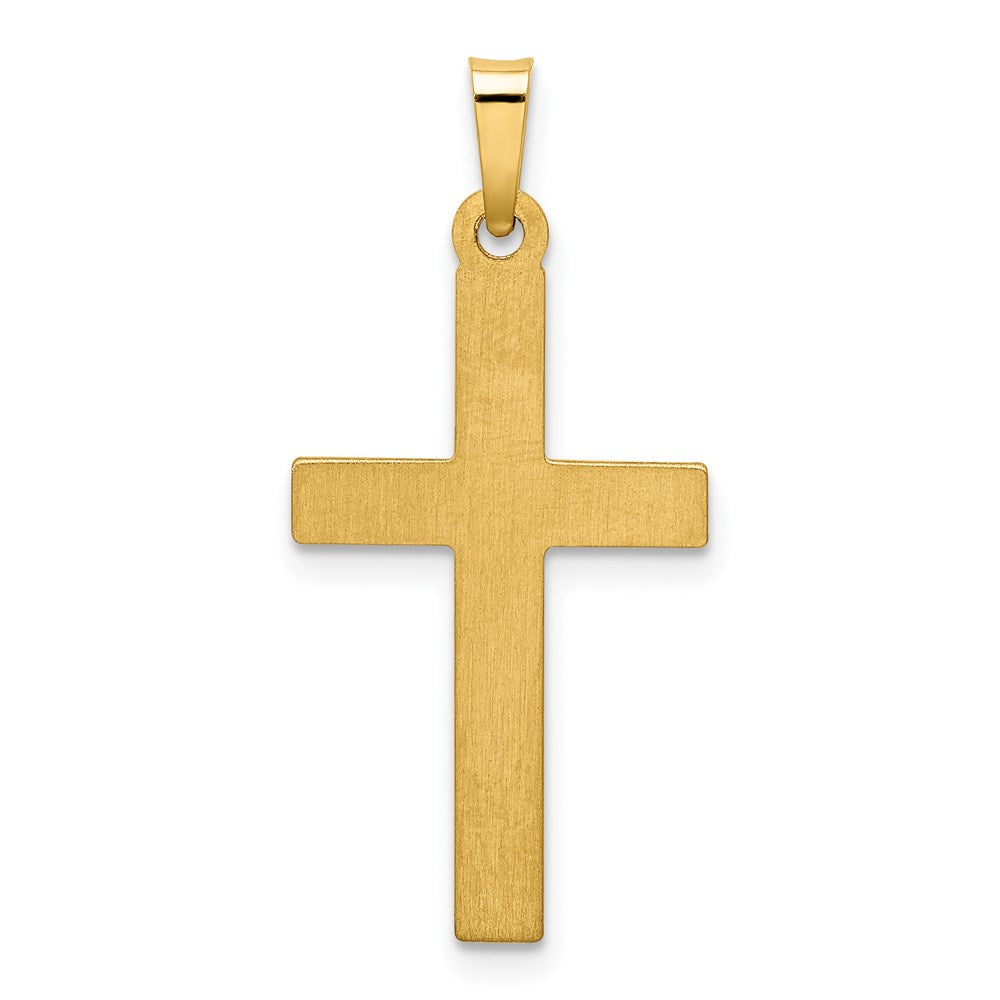 14k Yellow Gold Polished Lattice Textured Cross Pendant