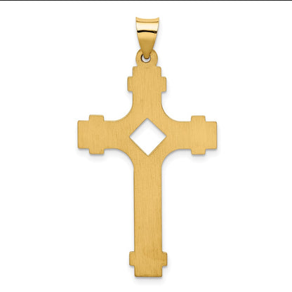 14k Yellow Gold Polished Fancy Cross Pendant