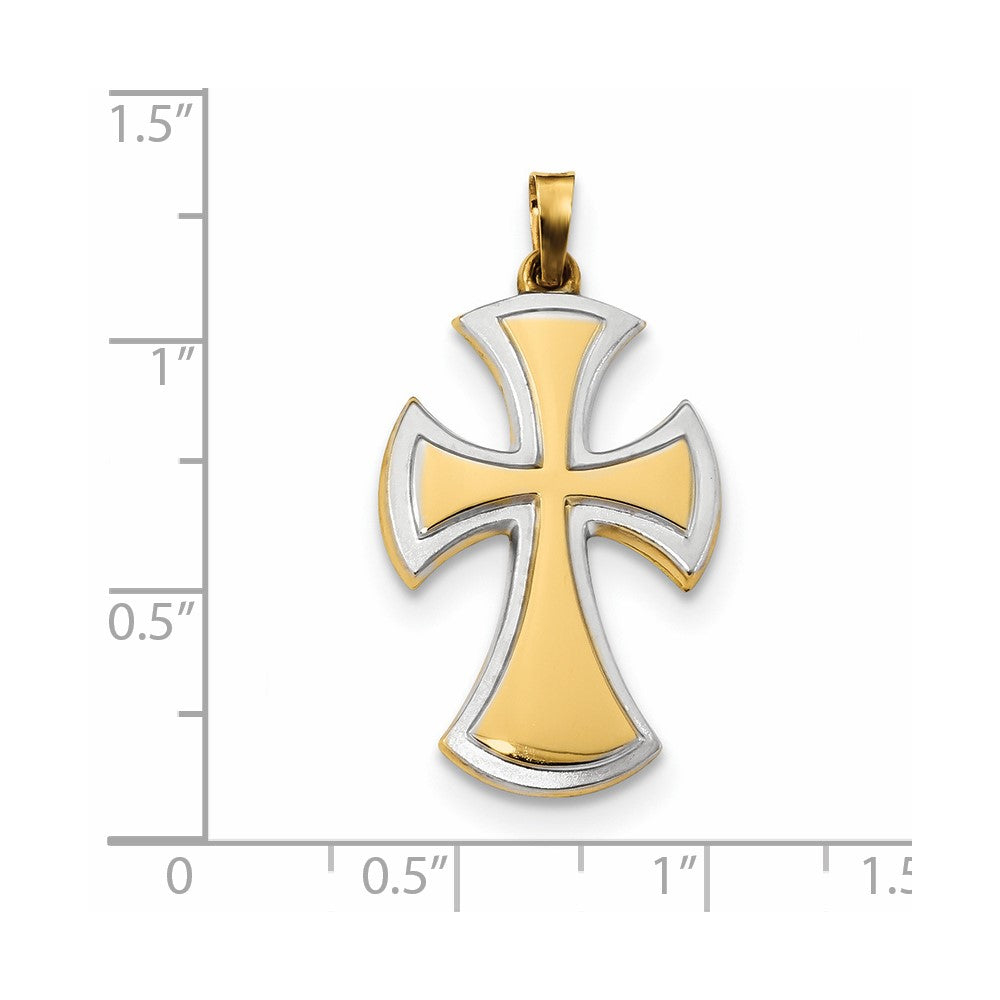 14k Yellow u0026 Rhodium Gold w/Rhodium Polished u0026 Satin Cross Pendant