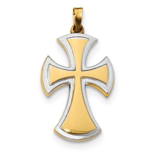 14k Yellow u0026 Rhodium Gold w/Rhodium Polished u0026 Satin Cross Pendant