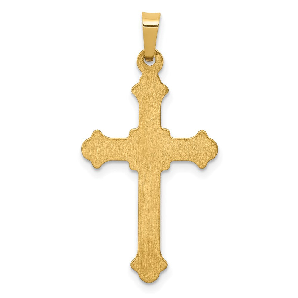 14k Yellow Gold Polished Fleur de Lis Cross Pendant