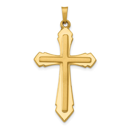 14k Yellow Gold Polished and Satin Passion Cross Pendant
