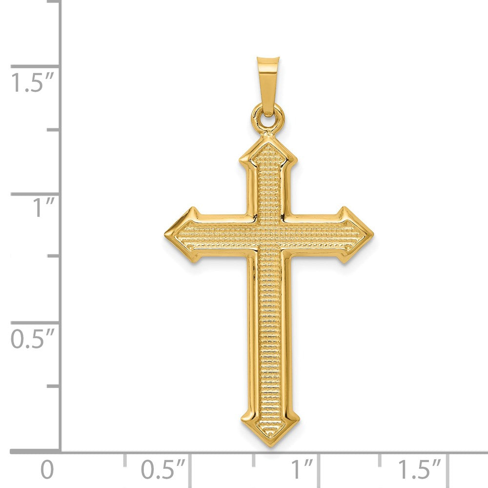 14k Yellow Gold Polished and Textured Passion Cross Pendant