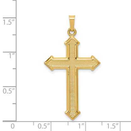 14k Yellow Gold Polished and Textured Passion Cross Pendant