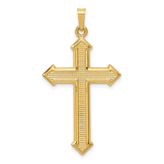 14k Yellow Gold Polished and Textured Passion Cross Pendant