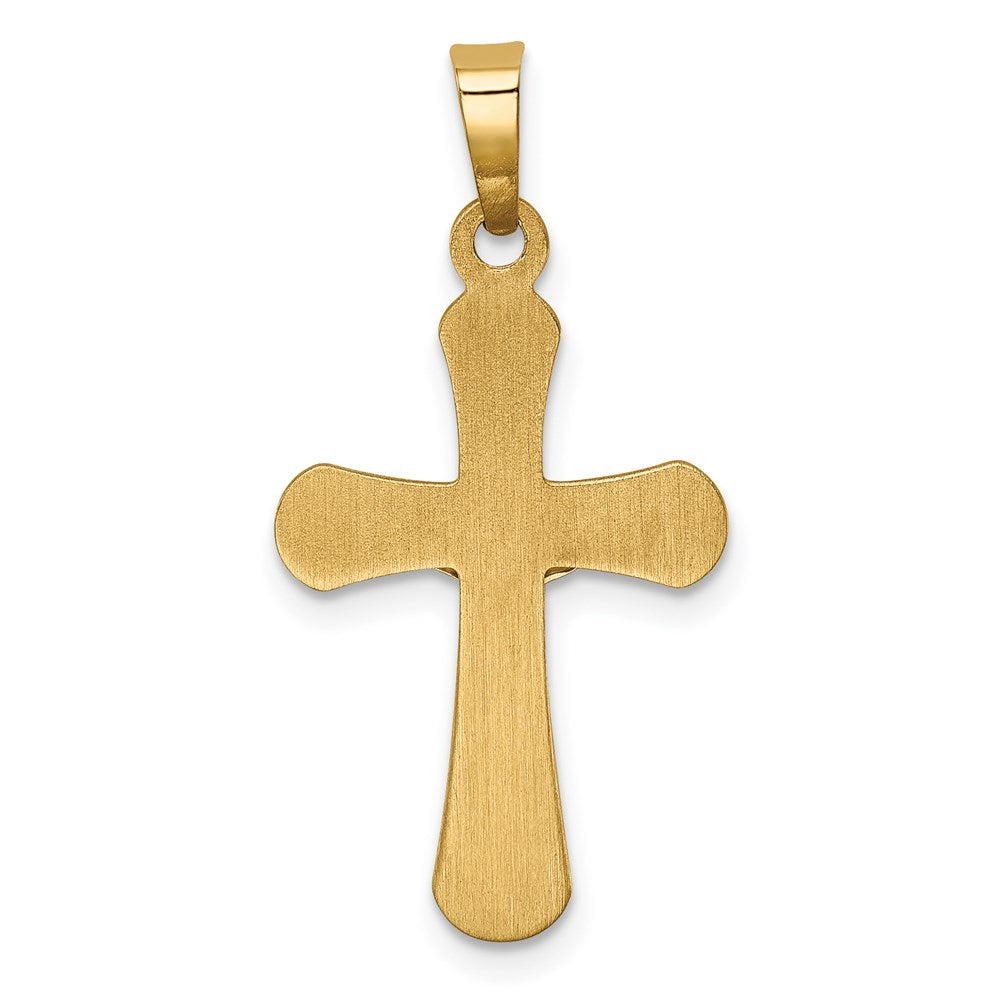 14k Two-tone Gold Polished Rounded Cross Pendant