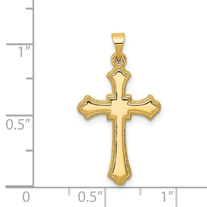 14k Yellow Gold Budded Cross Pendant
