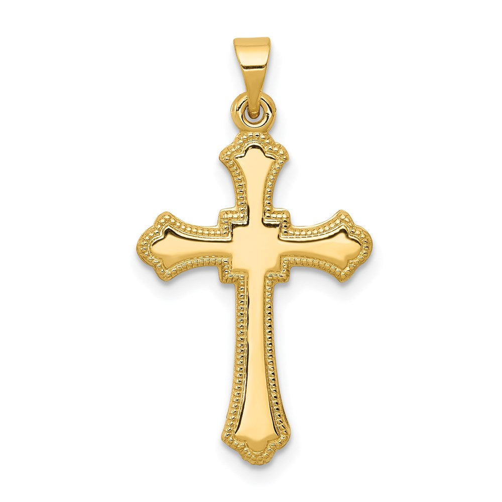 14k Yellow Gold Budded Cross Pendant
