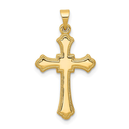 14k Yellow Gold Budded Cross Pendant