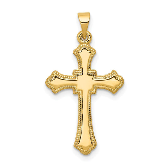 14k Yellow Gold Budded Cross Pendant