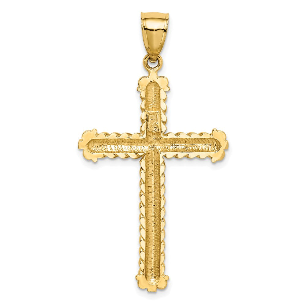14k Yellow Gold Diamond-cut Cross Pendant