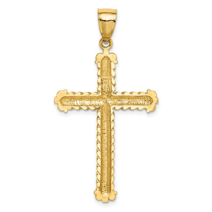 14k Yellow Gold Diamond-cut Cross Pendant
