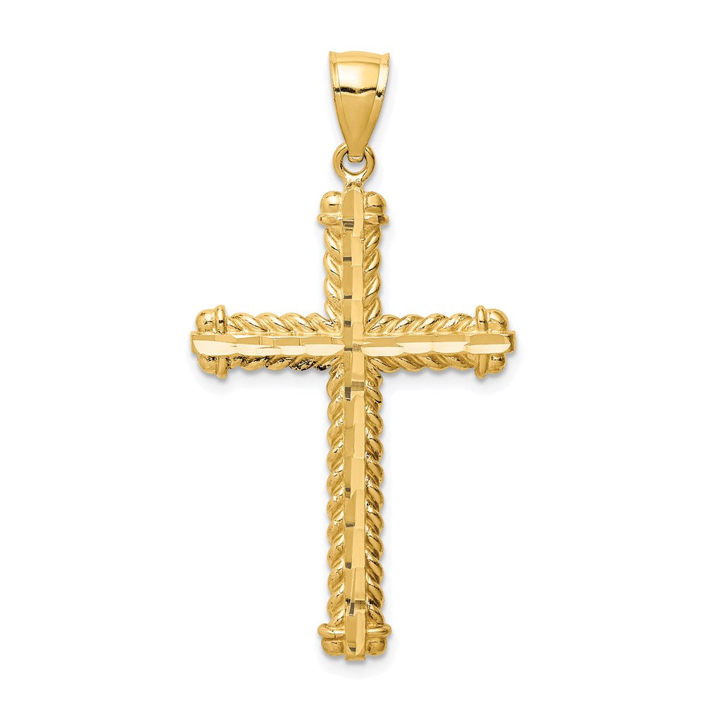 14k Yellow Gold Diamond-cut Cross Pendant