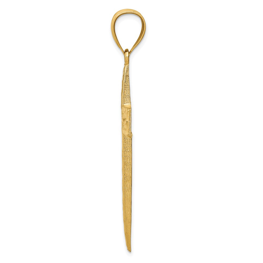 14k Yellow Gold Diamond-cut Cross Pendant