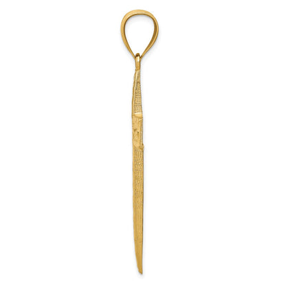 14k Yellow Gold Diamond-cut Cross Pendant