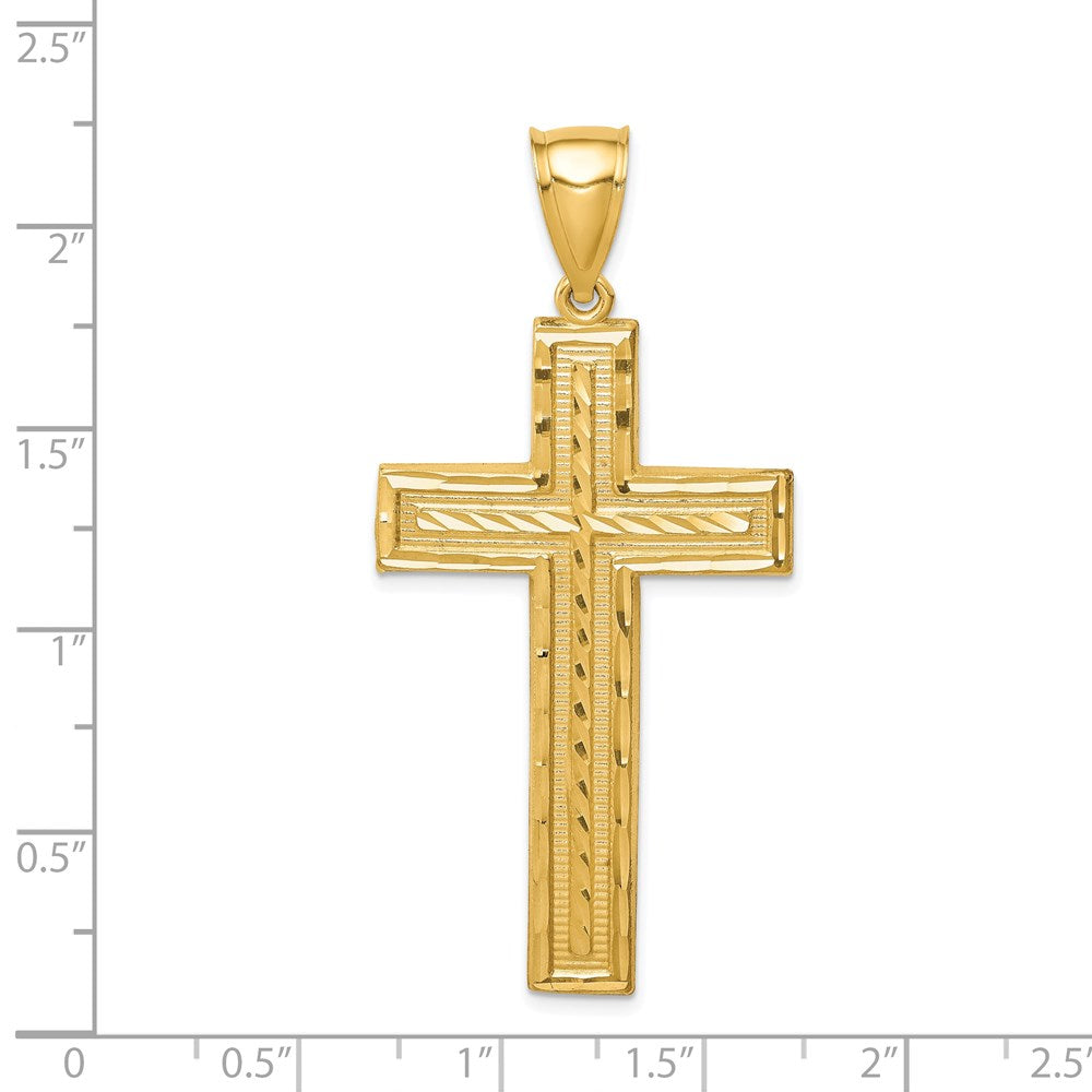 14k Yellow Gold Diamond-cut Cross Pendant