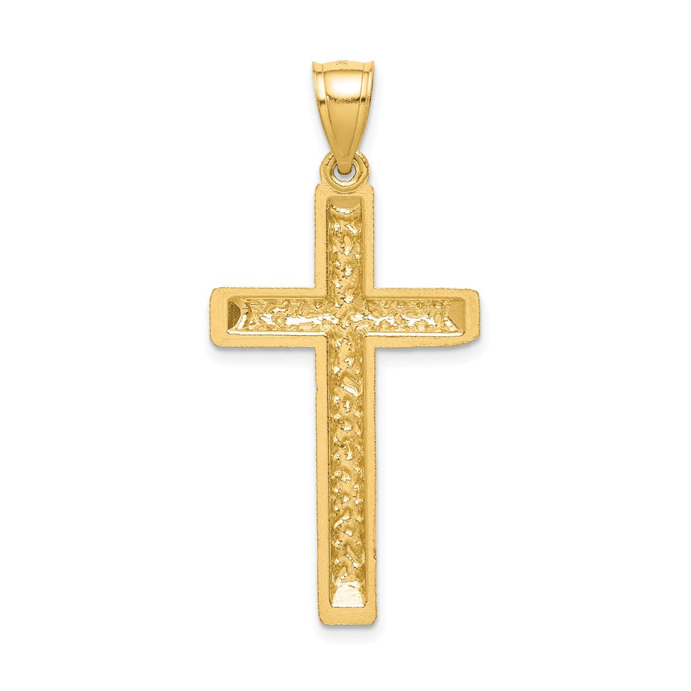 14k Yellow Gold Diamond-cut Cross Pendant