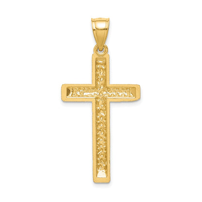 14k Yellow Gold Diamond-cut Cross Pendant
