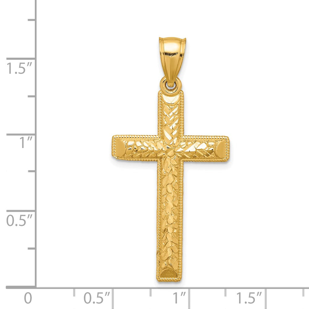 14k Yellow Gold Diamond-cut Cross Pendant