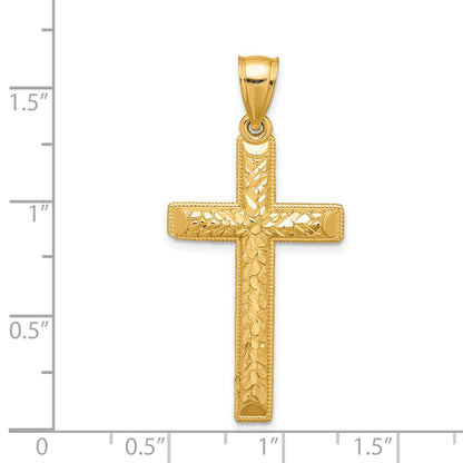 14k Yellow Gold Diamond-cut Cross Pendant